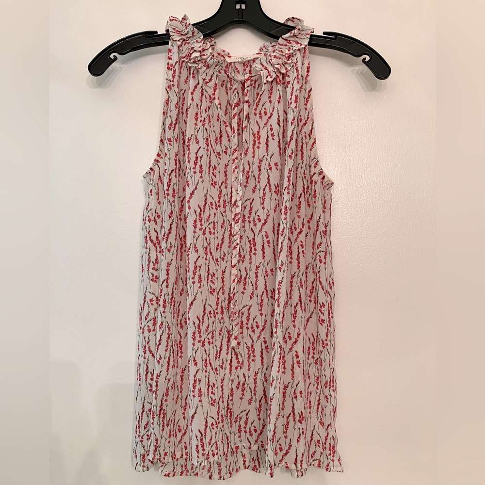 Fun 2 Fun Cream & Pink Floral Blouse Size S